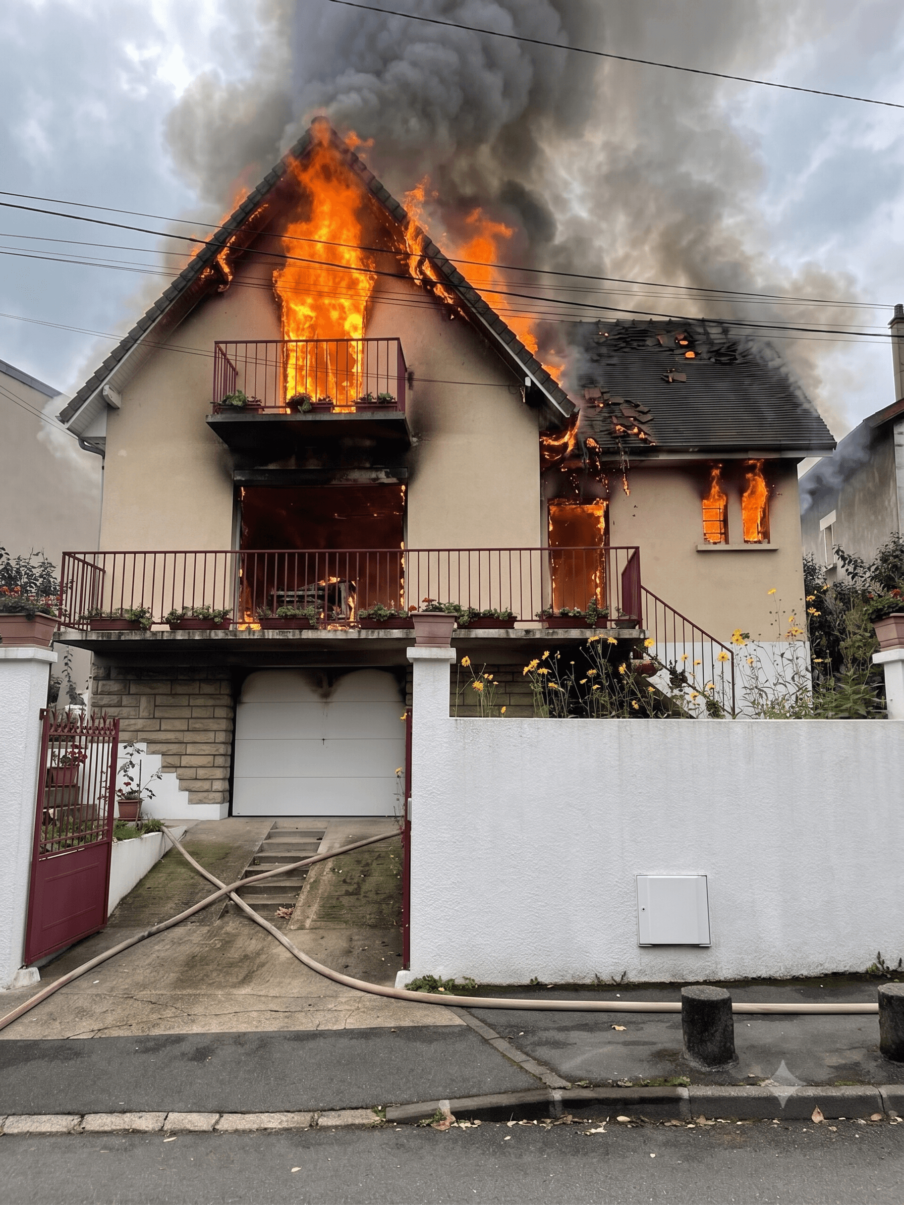 Maison en feu — après